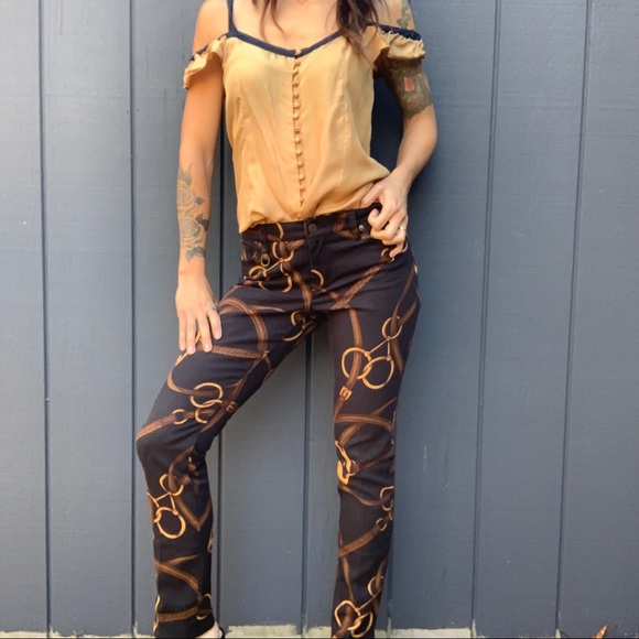 Ralph Lauren modern skinny equestrian chain print jean Sz 6